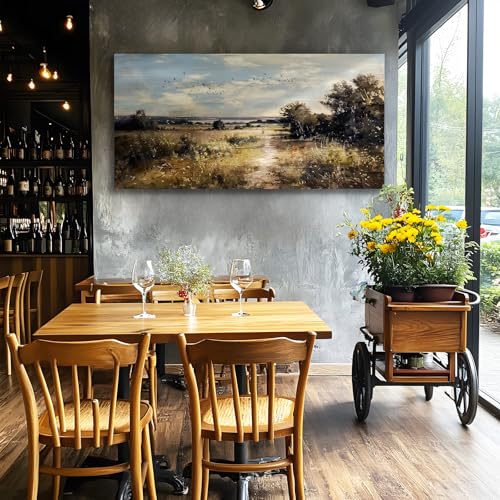 crmotu Landscape Wall Art, Nature Wall Decor, Oversized Wall Art, Wilderness Path Scenic Art Prints, Vintage Rustic Pictures Wall Decor Living Room Bedroom Dining Room Modern Farmhouse 30"X60"