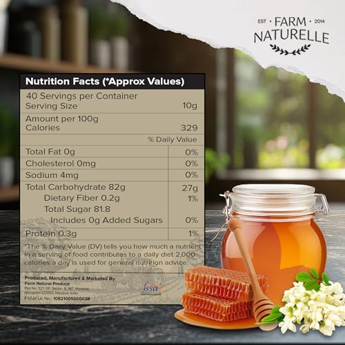 Image of Farm Naturelle Raw Eucalyptus Honey 1200g| Glass Bottle | 100% Pure Unprocessed & Natural Honey | Ayurvedic & Rich in Vitamins and Minerals | Helps Boost Immunity