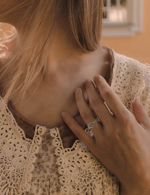 Solid 925 Sterling Silver Heart Ring Round Ring Open Adjustable Dainty Cute Initial Heart Rings Valentine Anniversary Birthday Jewelry Gifts for Women3