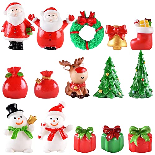 IFHDO Weihnachten Miniatur Ornamente, 15 Stück Weihnachtsfiguren Mini...