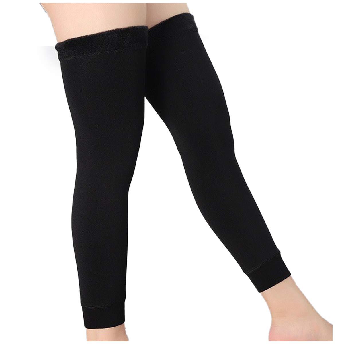 QSN STUFF Men's/Ladies Velvet and Fur Over knee velvet leg warmer (Black, Free Size, Set of 1)