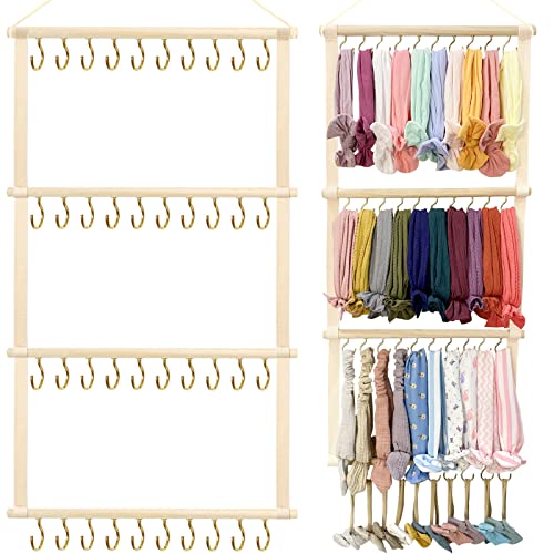 Image of OAOLEER Baby Headband Holder Jewelry Organizer for Girls, 40 Hooks Baby Nylon Bows Organizer Storage Hanging Wall Decor for Nursery Closet Room Door