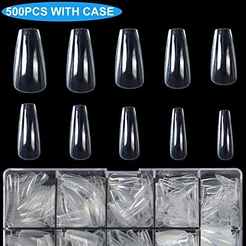INFELING 500 Pcs Naill Tips and Glue Set (Clear-1)