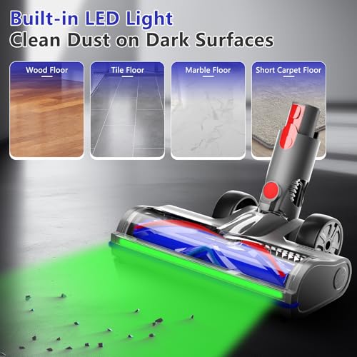 Image of Upgraded Head Replacement for Dy-son V7 V8 V10 V11 V15 Cordless Vacuum | Anti-Tangle Motor-Driven Brush Roll with Full-Area LED Light Dust Detection, Quick-Release Attachment for Hard Floors