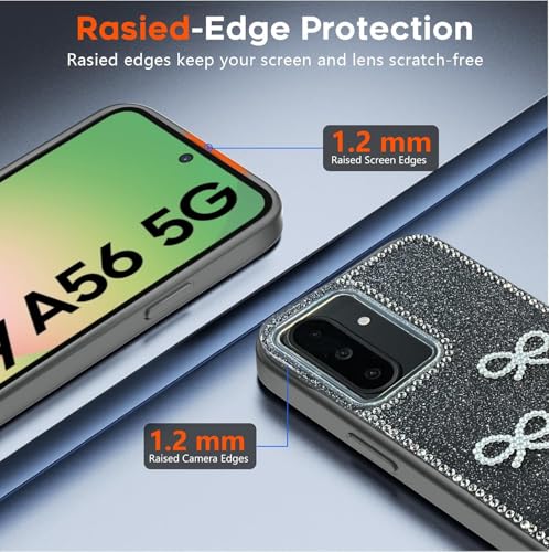 Image of DIZORO for Samsung Galaxy A36 5G case,Cute Bow Tie Aesthetic Phone Case,Trendy Slim Hard IMD Shockproof Protective Bumper Designer Phone Back Cover for Women Girls - Black