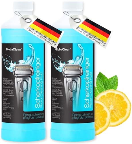 GlobaClean Scherkopfreiniger Nachfüllflüssigkeit - Kompatibel für Braun Clean & Renew Reinigungskartuschen - Braun Reinigungskartuschen Series 9 - Scherkopfreiniger für Braun Reinigungskartusche 2x 1L