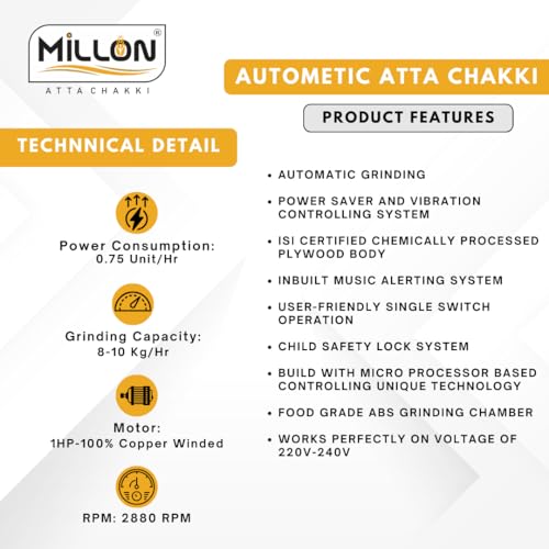 Image of Stainless Steel Fully Automatic Domestic Flour Mill Ghar Ghanti. Mix Flower Flourmill