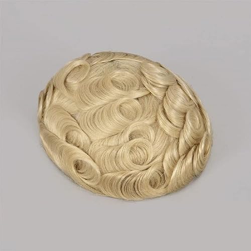 LLwear Piezas de cabello humano para hombre, piel suave y fina con nudo en V de 0.001in, repuesto de cabello de 8 x 10 pulgadas (8 x 10 pulgadas,