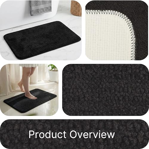 Image of Saral Home Solid Soft Microfibe Antiskid Bathmat 2Pc, Beige-Black. 35x50 cm