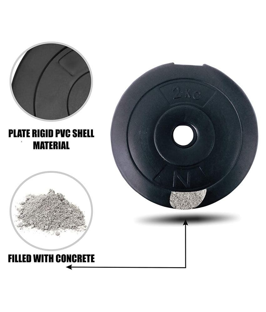 Image of VP.V.C Weight Plates, Filled with Concrete, Vinyl Standard Weights Plates, Set for Weight Lifting, Home Gym Fitness Workout (Color : Black) (Shape : Button)