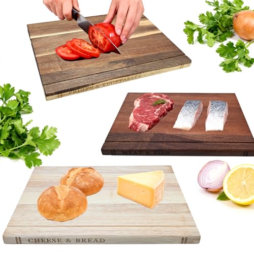 Set de 3 tablas de cortar de madera de acacia con soporte miniatura 5