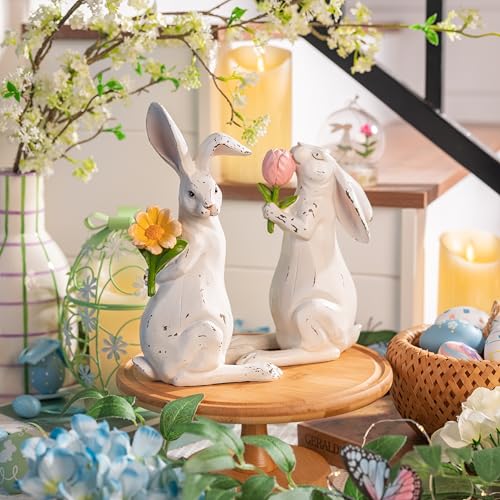 Valery-Madelyn-Easter-Bunny-Decorations-for-Home-Medium-White-Couple-Rabbits-Figurine-Tabletop-Decor-2Pcs-Cute-Easter-Gifts-Resin-Statues-for-Spring-Holiday-Indoor-Party-Table-Centerpieces-6 Valery Madelyn Easter Bunny Decorations for Home Medium White Couple Rabbits Figurine Tabletop Decor 2Pcs Cute Easter Gifts Resin Statues for Spring Holiday Indoor Party Table Centerpieces 6