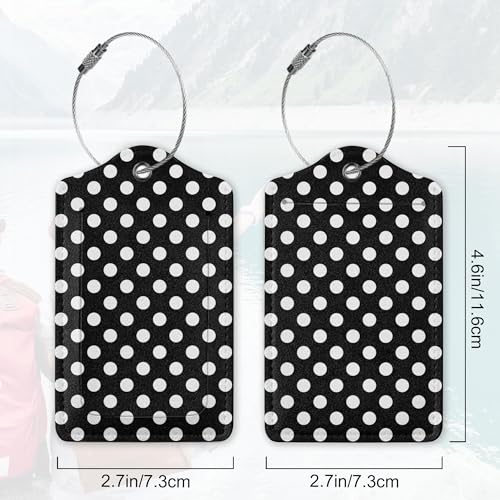 2Pcs Luggage Tag for Suitcase Black White Polka Dots Cute Suitcase Tag with Privacy Flap & Name ID Label & Metal Loop,Travel Bag Luggage Tags for Women2