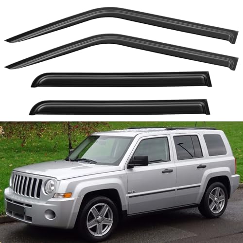 Image of Window Visors Rain Guards Shield for 2007-2018 Jeep Patriot, Out-Channel Window Vent Wind Deflectors Visors Shades for 07-18 Patriot