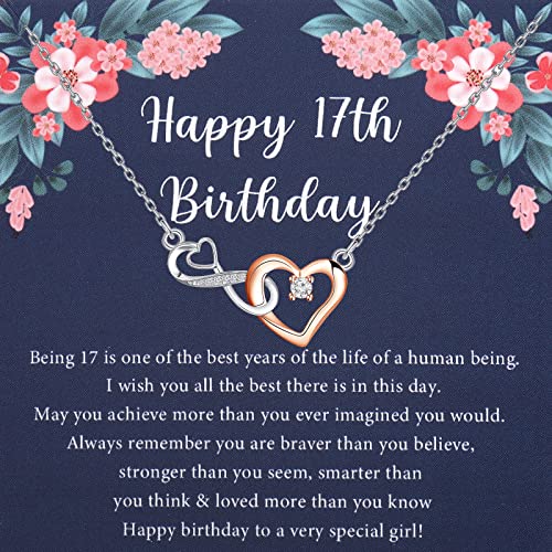 BLEOUK 17th Birthday Necklace With Message Card 17 Year Old Jewelry Gift For 17th Birthday Girl Neice Sister