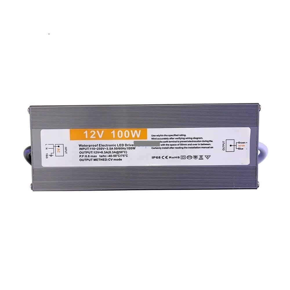 GJZIFGFWQ Ultra-Thin IP67 Power Supply AC220v to DC 12V/24V 60W 80W 100W 120W 150W 200W Switching Transformer(60w,12V)
