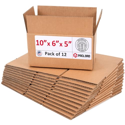 Image of Small Cardboard Boxes 10 inchL x 6 inchW x 5 inchH (Pack of 12) - USA-Made Packing Boxes for Moving, Shipping, or Storage - USPS, UPS, FedEx Approved - Professional Packing Supplies for Moving
