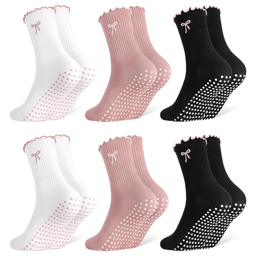 Image of Jspupifip Cute Pilates Socks for Women | Non Slip Yoga Socks with Grips for Barre Workout Athletic Hospital