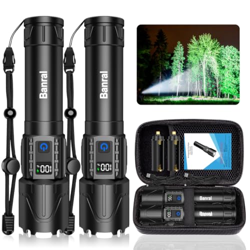 Image of Tactical Flashlight Super Bright High Lumens Rechargeable LED Flash Light | 5000ft Beam, 5000mah, 20H Long Lasting, USB C Charging, Zoomable 5 Modes, Waterproof for Camping Hiking Emergency Men Gift