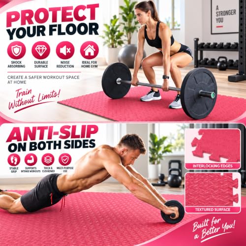 Image of 1 Inch /25mm Gym Floor mat Rubber for Heavy Workout Puzzle Floor mat for Home Exercise, Gym Equipment mat Interlocking Eva Foam Flooring Rubber Tiles Yoga, Kids Gym Mats for Floor