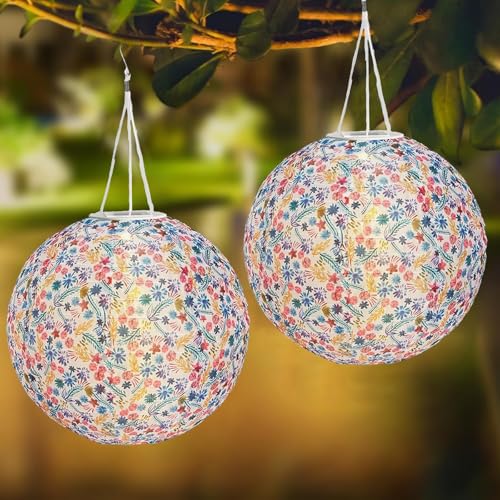 Lampions Solar Außen,2 Stück Solar Lampions Außen Wetterfest...