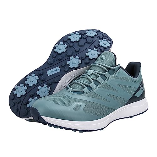 Golf Shoes for Men Spikeless Golf Sneakers Male Outdoor Anti Slip Walking Footwears Fashion Breathable Golfers Sport Trainers,Green,9.5