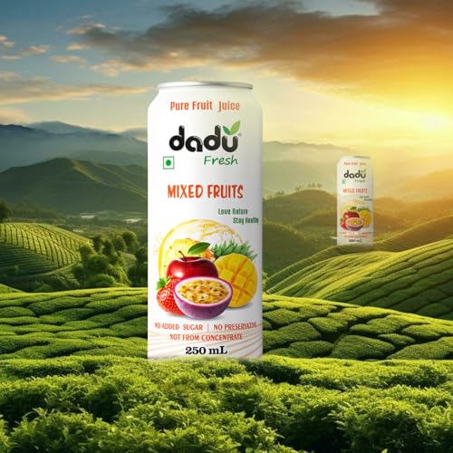 Image of Dadu Fresh Mixed Fruit Juice | Pure Natural Juice | Not from Concentrate | No Added Sugar | No Preservatives or Artificial Flavors | Vitamin-Rich & Naturally Refreshing | 250ml (Pack of 4)