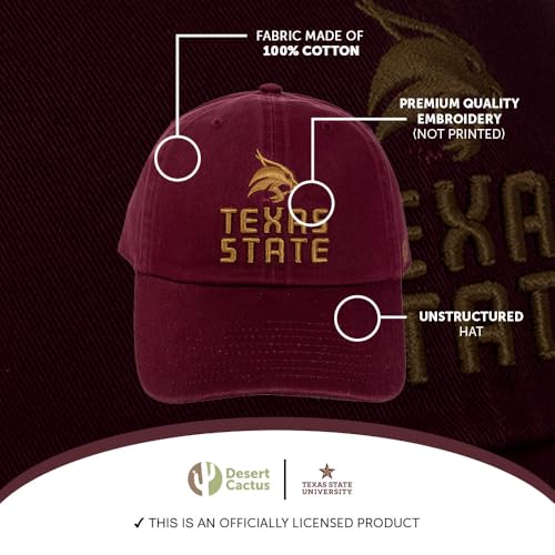 Gorra bordada ajustable Texas State University Maroon miniatura 4