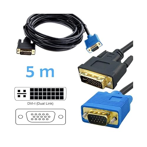 SIMPLETEK - Câble vidéo DVI DVI-I DVI-D mâle vers VGA D-SUB mâle ordinateur écran noir plaqué or pour carte vidéo / PC ordinateur fixe DESKTOP portable MAC PRO BOOK (5) Cover