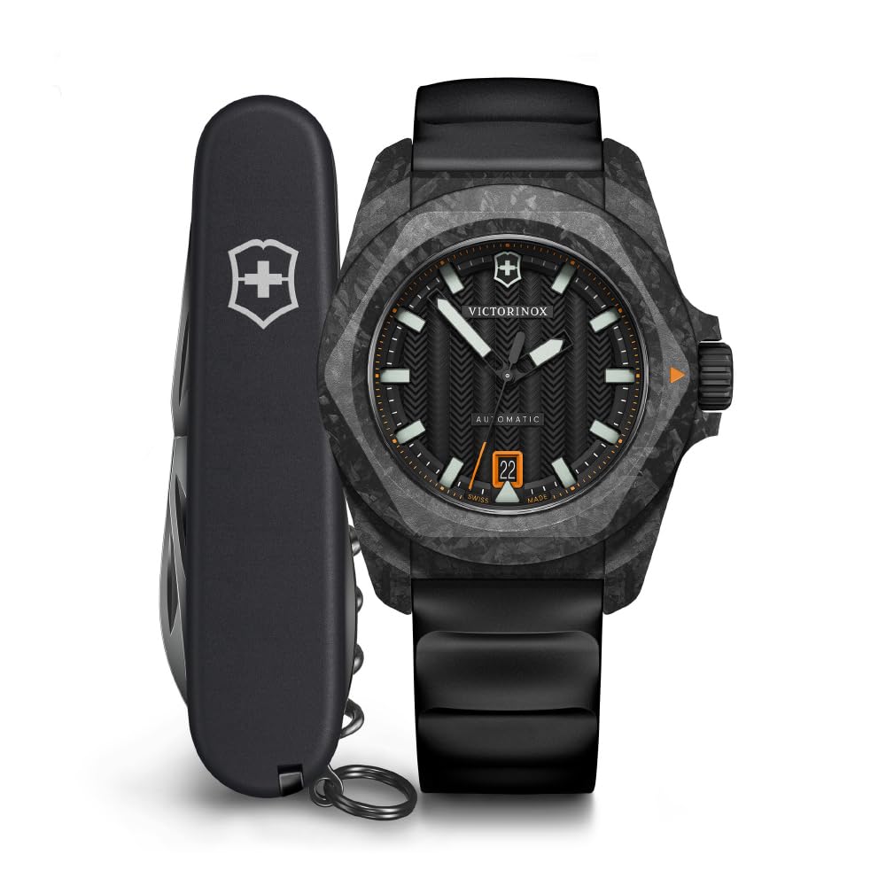 Victorinox I.N.O.X. Automatic LE 41mm - Orologio In Carbonio Con Cinturino In Gomma Nero - Edizione Limitata 1000 Pezzi