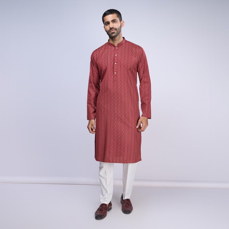 Image of BELLAZO Men's Premium Cotton Printed Regular Kurta | Stylish Kurta for Weddings /Festivals