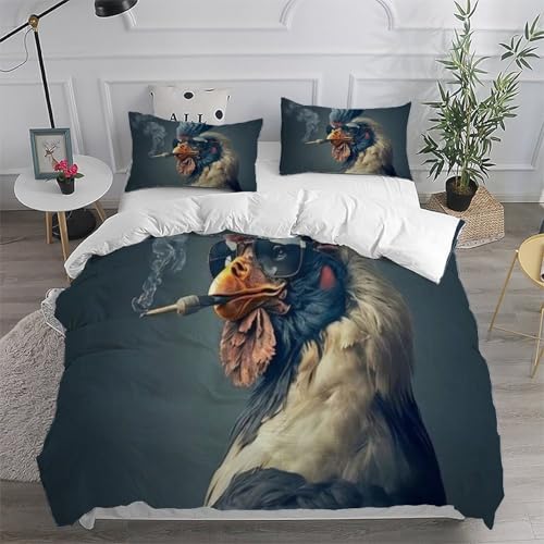 Parure de lit 260x220cm imprimé 3D animaux pour éviter les plis