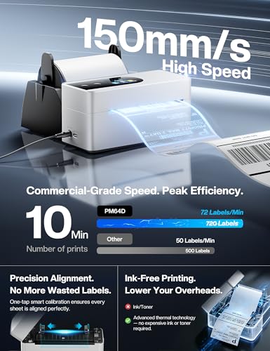 Image of Phomemo 4x6 Shipping Label Printer with Touch Screen, Wireless Bluetooth Thermal Printer for Small Business & Packages, Compatible with Amazon Shopify UPS USPS, Support Android iOS Windows Mac