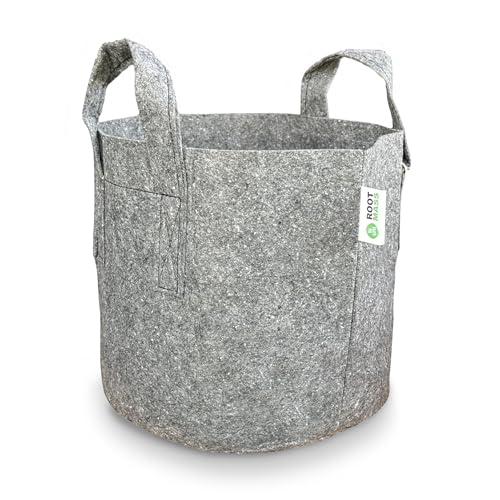 Growcery 5 Pack Fabric Plant Growing Bags, 8L, 12L, 16L, 20L Nonwoven Fabric Breathable Grow Bags Heavy Duty Thickened Root Aeration Garden Pots with Strap Handles, for Flowers and Vegetables (12L)