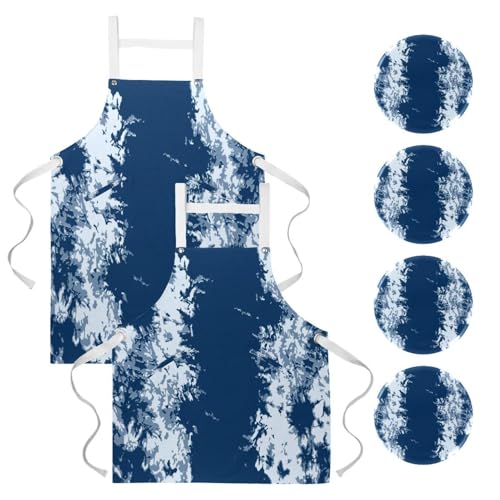 Lot de 2 tabliers de cuisine Tie Dye multicolores avec 4 broches