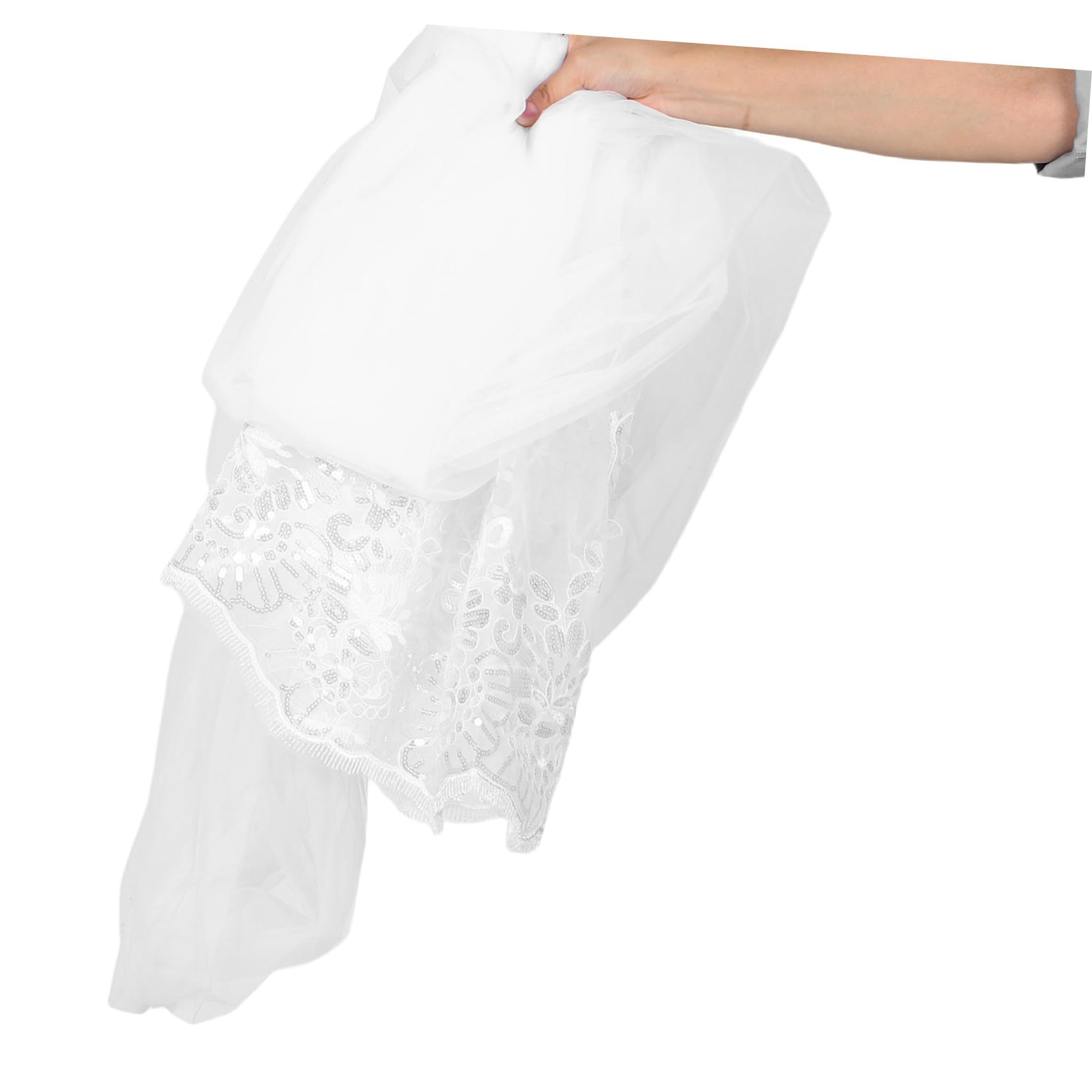 LIFKOME Sposa in Pizzo con Pettine, Bianco, Lunghezza Cappella