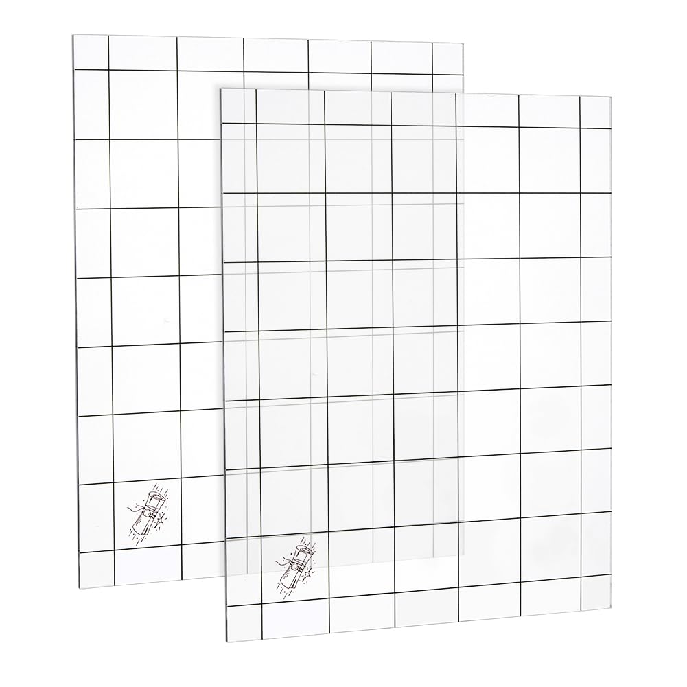 OLYCRAFT 2pcs Double-Sided Role Playing RPG Game Mat 22.8x17.8cm Rectangle Acrylic Games Mat Clear Battle Map Board Grid Game Mats Acrylic Gaming Playmat for Large Scale War Games