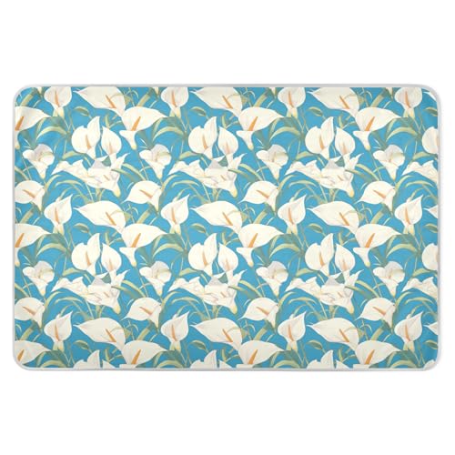White Lilies - Almohadillas de entrenamiento reutilizables extragrandes para niños, suaves, absorbentes, para cuna, para niños, adultos, mascotas, 52 pulgadas de largo x 34 pulgadas de ancho