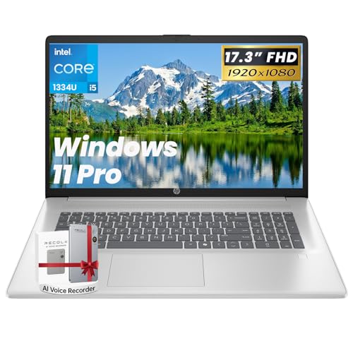 Image of HP 2026 17 Business Laptop, Office 365 for The Web Lifetime, Intel i5-1334U, 17.3 inch FHD Display, Windows 11 Pro, Backlit KB, Fingerprint, Copilot, w /AI Voice Recorder (16GB RAM, 1TB SSD)