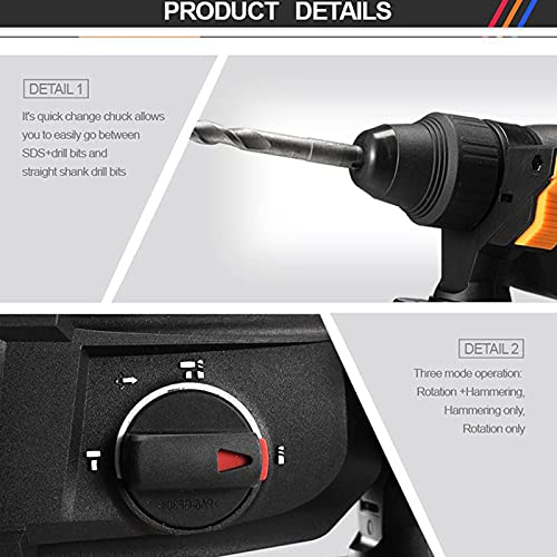 DUSIQ Rotationshammerbohrer 3 In 1 Ladehammer 4000 Mah Einfach Zu Bedienen, 18v Schnurloser Abbruchhammer, Mit… – Bild 4