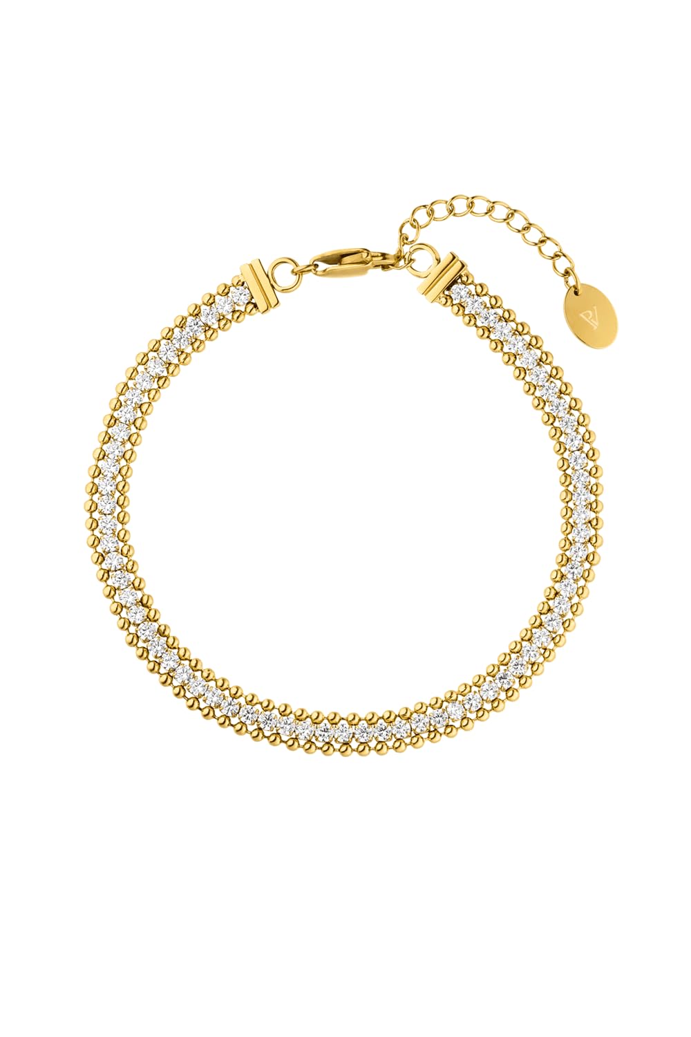 PAUL VALENTINE - Bracciale da Donna in Acciaio inox - Placcato Oro/Dorato - con Zircone - PV-B0028