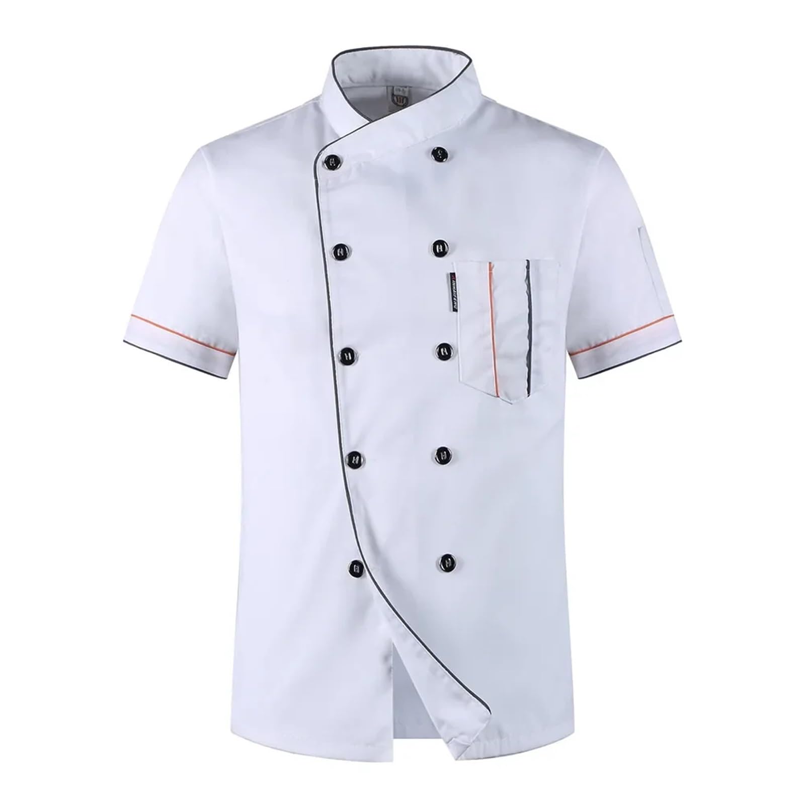 Ropa De Cocinero Uniformes de trabajo de cocina de chef de restaurante de manga corta con doble botonadura, chaquetas de sushi, panadería, cafetería, camarero, servicio de catering, delantales(White,4