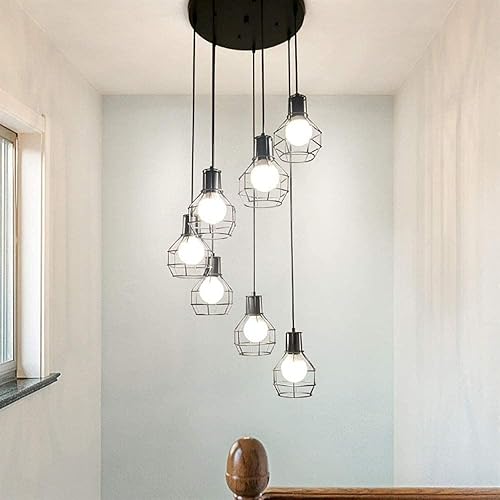 Miniatura 2 de Lámpara moderna retro industrial espiral colgante de hierro forjado linterna de metal lámpara larga moderna nórdica lámpara colgante lámpara de