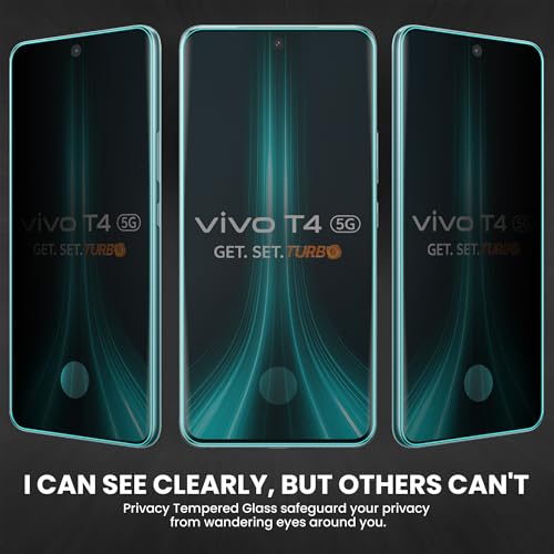 Image of ArmourPro UV Privacy Tempered Glass Screen Protector for Vivo T4 (6.77 Inch, Pack of 2) Edge to Edge Full Screen Coverage | Anti-Spy, Anti-Peeping & 9H Hardness Glass