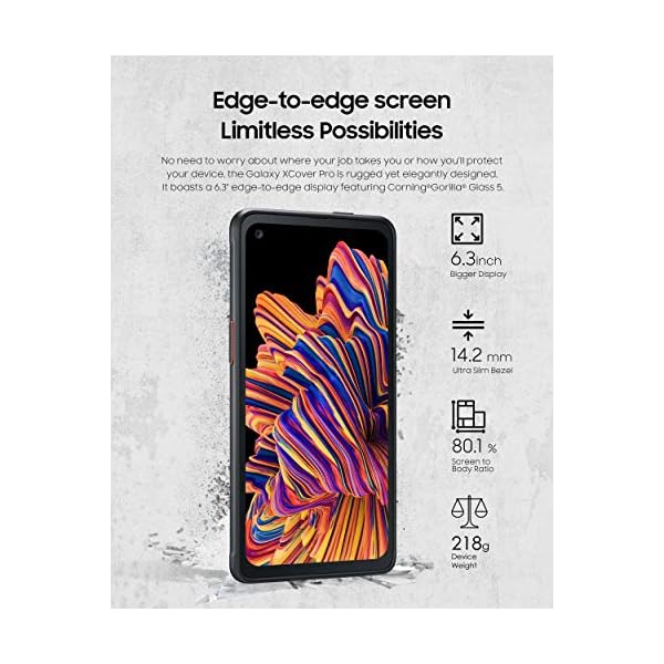 Samsung Galaxy XCover Pro | Rugged (IP68 Rated) Unlocked (Verizon and AT&T) | Dual Sim | 64GB of Storage | SM-G715UZKDXAA, Black