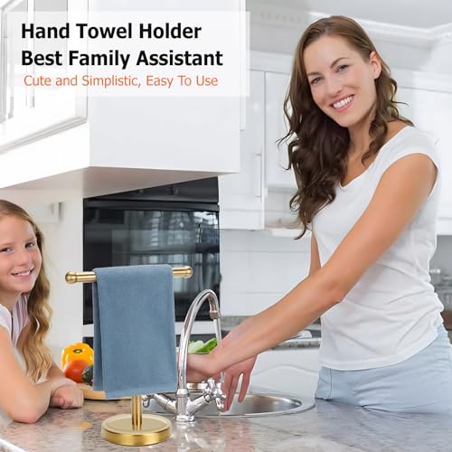 Support de serviette autoportant en or brossé pour bain - 7