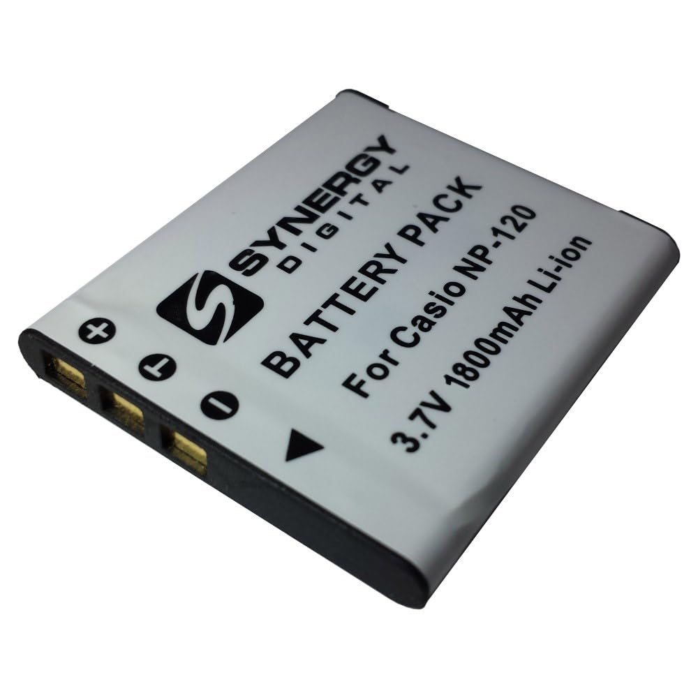 Synergy Digital SDNP120 Rechargeable Battery - Ultra High Capacity (Li-Ion, 3.7V 600mAh) - Compatible with Casio NP-120, Exilim EX-ZS10, EX-S200