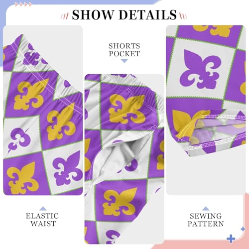 Fleur De Lis Boys Long Pants Soft Trousers Elastic Waist Kids Lounge Bottoms with Pockets S-XL4