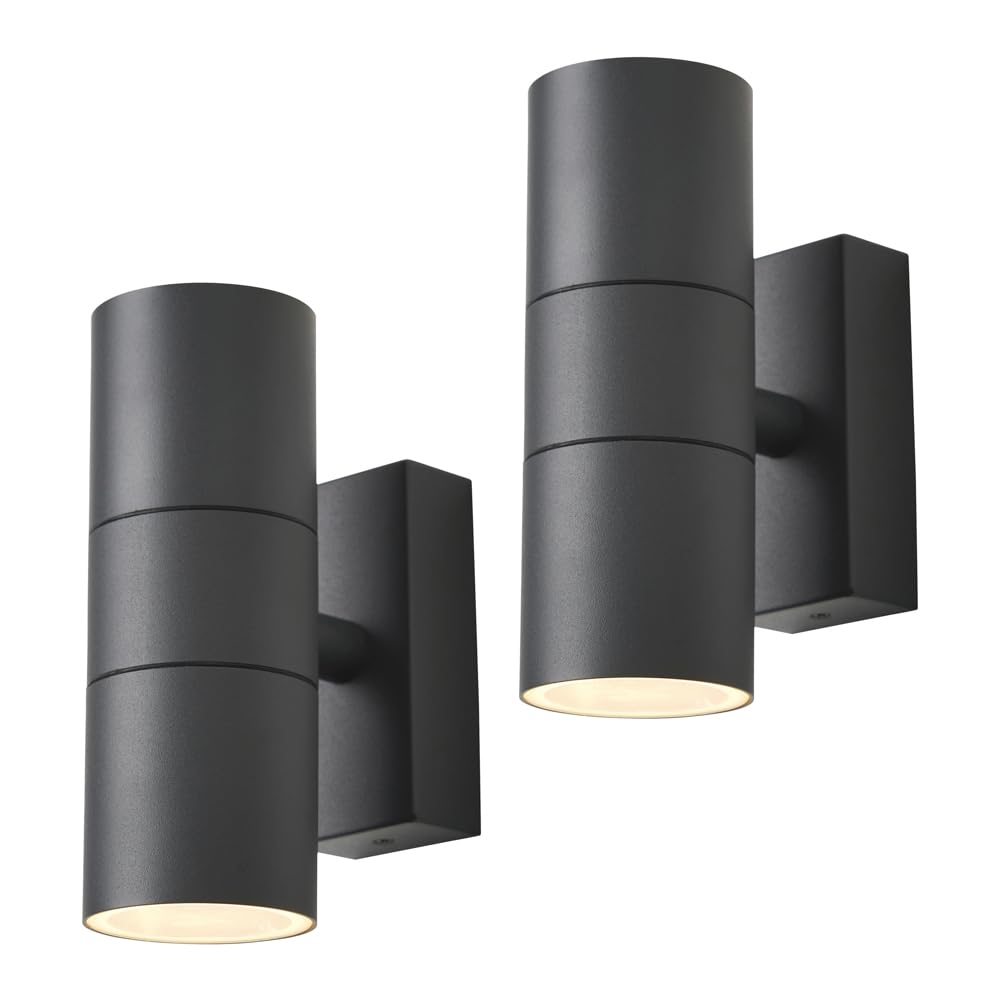 LITECRAFT Kenn Up & Down IP65 Rated Outdoor Wall Light - (Anthracite, Pack of 2)