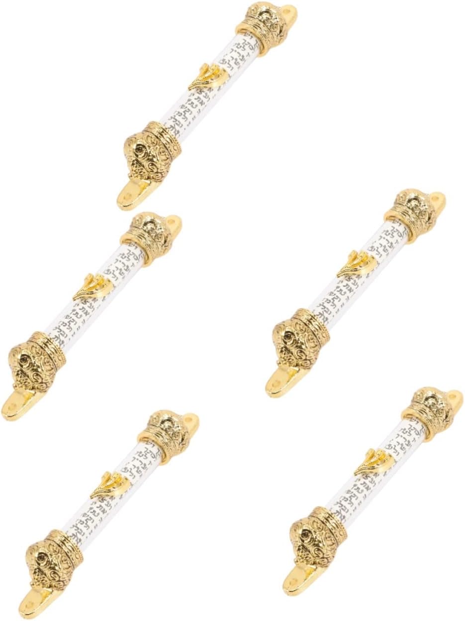 5pcs Bible Crown Scroll Mezuzah on Door Jewish Door Mezuzah Decor for Home Religious Gift Catholic Mezuzah Menorah 7 Branch Door Mezuzah Case Metal Christian Nationality Woman, As Shownx5pcs
